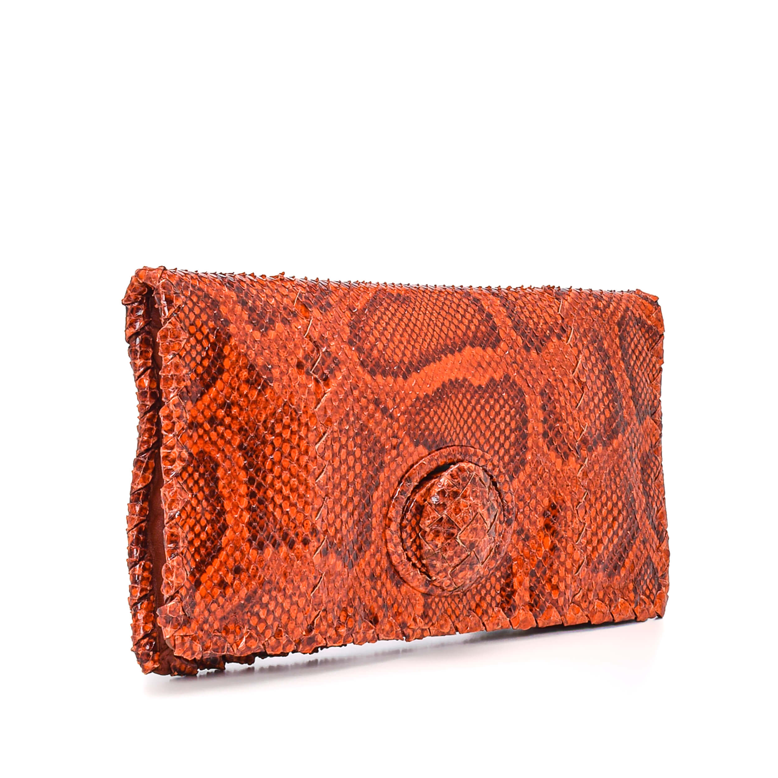 Bottega Veneta - Orange Python Leather Orange Lock Clutch